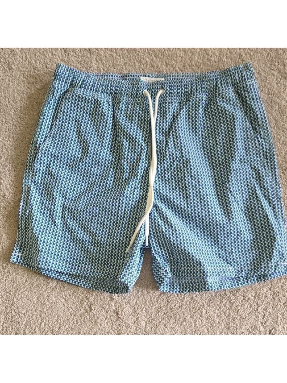 J. Crew Blue Geometric Swim Trunks